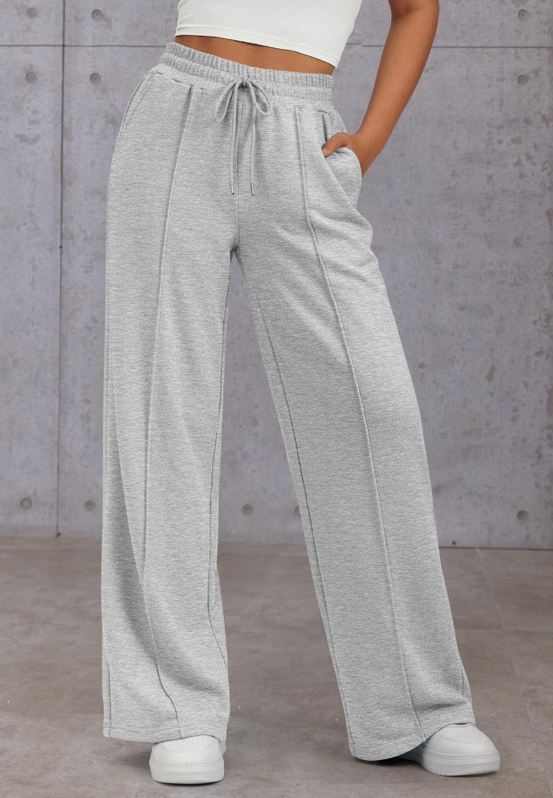 ATHMILE Womens Sweat Pants High Waisted Baggy Pants Drawstring Athletic Jogger Sweatpants for Girls Teen Grey - Image 2