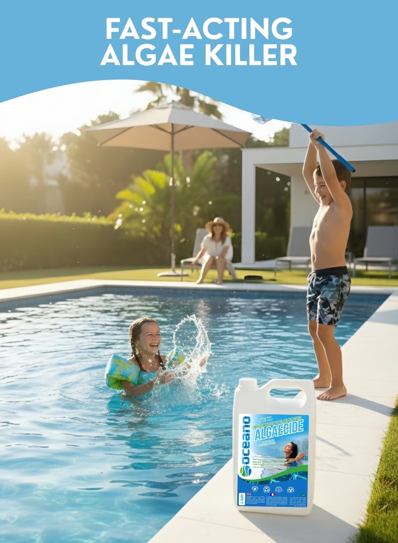 بيوناتورا أوشيانو مبيد طحالب المسابح ٥ لتر - مزيل طحالب طبيعي غير سام للمسابح، قاتل طحالب صديق للبيئة وقابل للتحلل الحيوي، معالجة مياه آمنة لمياه مسبح صافية وخالية من اللون الأخضر - Image 5