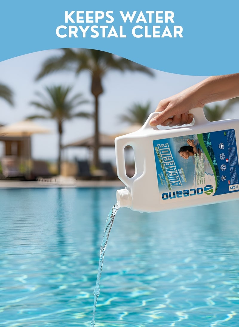 بيوناتورا أوشيانو مبيد طحالب المسابح ٥ لتر - مزيل طحالب طبيعي غير سام للمسابح، قاتل طحالب صديق للبيئة وقابل للتحلل الحيوي، معالجة مياه آمنة لمياه مسبح صافية وخالية من اللون الأخضر - Image 4
