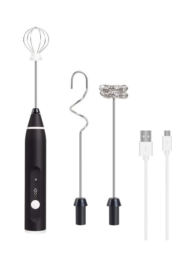 NIBEMINENT Electric Milk Frother Maker With Whisk Set Black/Silver - Image 1