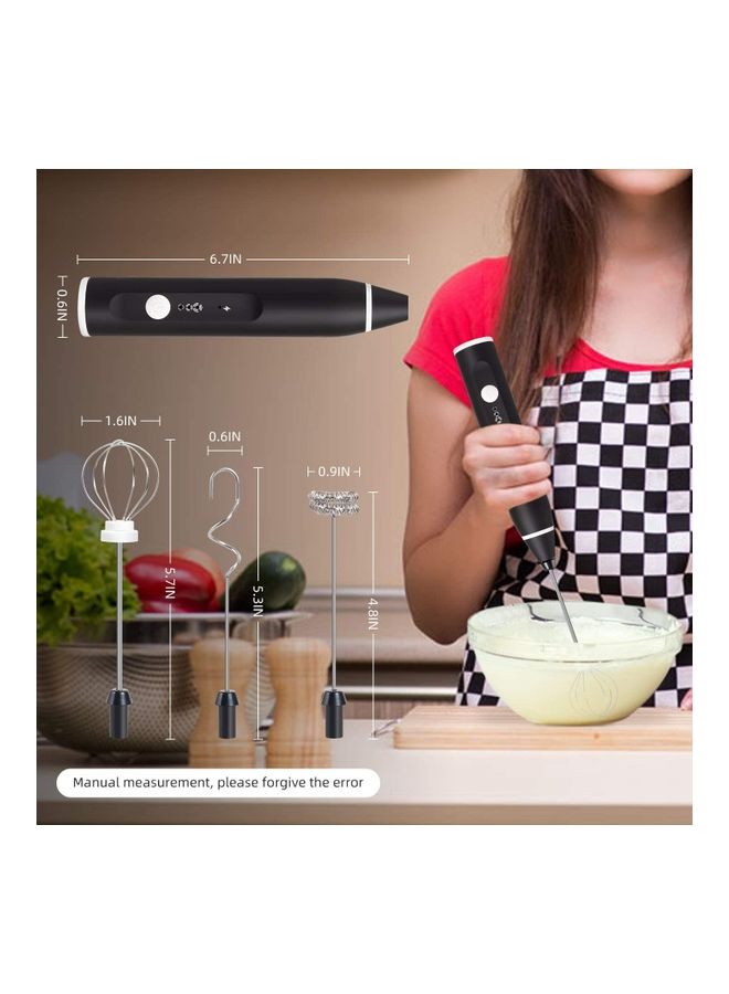 NIBEMINENT Electric Milk Frother Maker With Whisk Set Black/Silver - Image 3