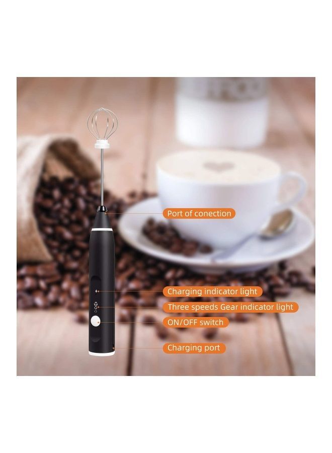 NIBEMINENT Electric Milk Frother Maker With Whisk Set Black/Silver - Image 2