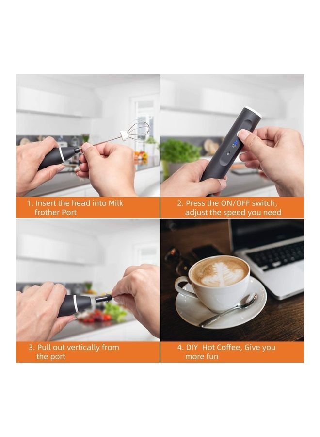 NIBEMINENT Electric Milk Frother Maker With Whisk Set Black/Silver - Image 5