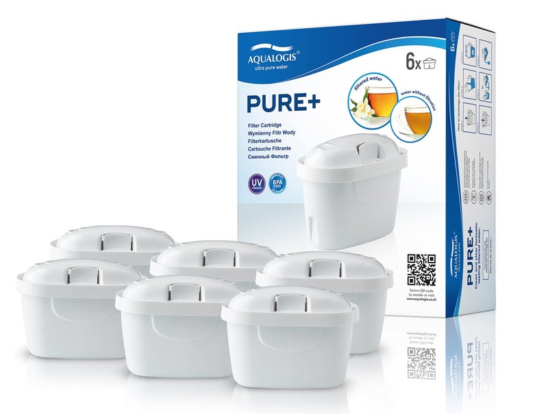 Aqualogis Pure Water Filter Cartridge Compatible with Maxtra  Maxtra Plus Aluna Style Elemaris Marella Fun Jug Pitcher 6 Pack