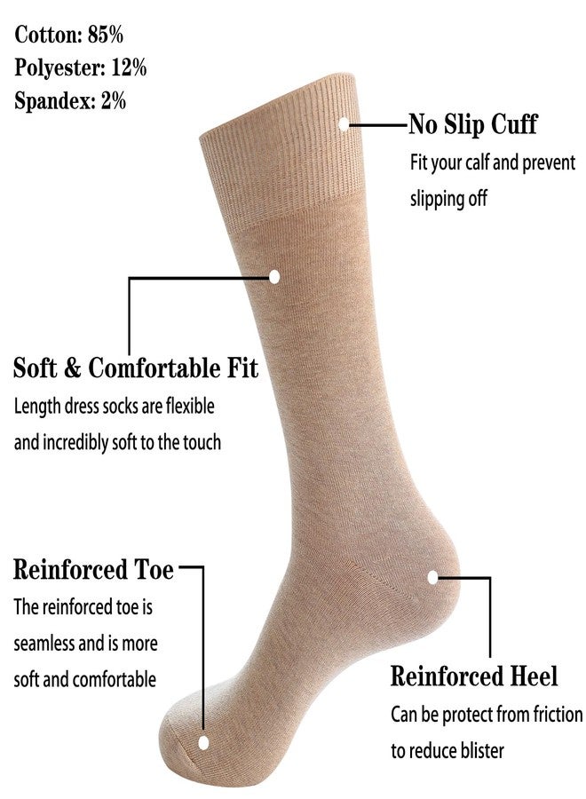 PUJANE Men's Dress Socks 5 Pairs Mens Cotton Calf Business Formal Soft Breathable Long Crew Casual Socks (Multicolor Size L) - Image 4