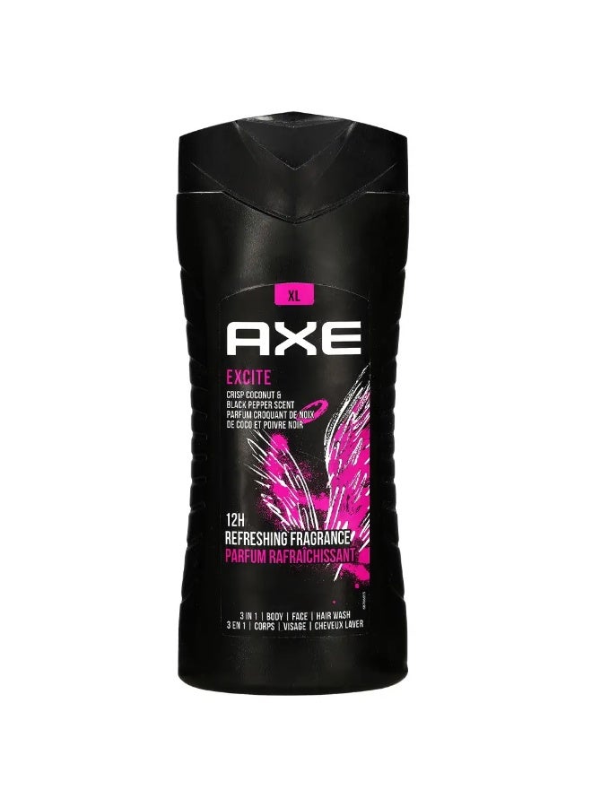 3-in-1 Body Wash Excite 12H Refreshing Fragrance Parfum Rafraichissant 3-in-1 Body Face Hair Wash 400 ML