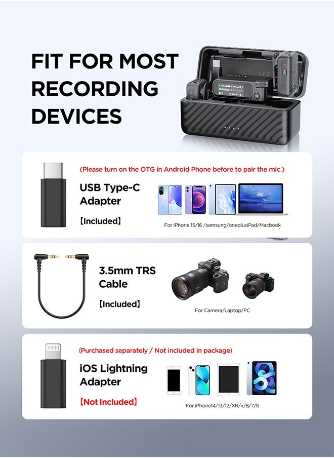 BOYA BOYA BOYAMIC 2 Wireless Lavalier Microphones for Android/Camera/Tablets/PC, AI Noise Cancellation, 32-bit Float Internal Recording, AMOLED Touchscreen,APP Control, 984ft 54h Battery with Charging Case  - Image 2