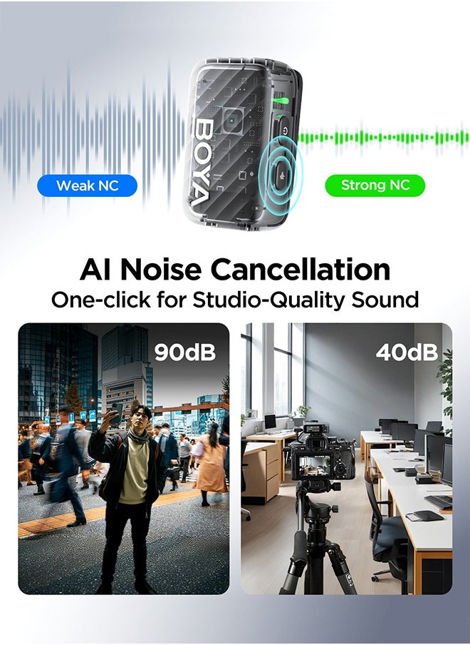 BOYA BOYA BOYAMIC 2 Wireless Lavalier Microphones for Android/Camera/Tablets/PC, AI Noise Cancellation, 32-bit Float Internal Recording, AMOLED Touchscreen,APP Control, 984ft 54h Battery with Charging Case  - Image 3