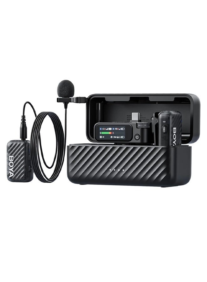 BOYA BOYAMIC 2 Wireless Lavalier Microphones for Android/Camera/Tablets/PC, AI Noise Cancellation, 32-bit Float Internal Recording, AMOLED Touchscreen,APP Control, 984ft 54h Battery with Charging Case