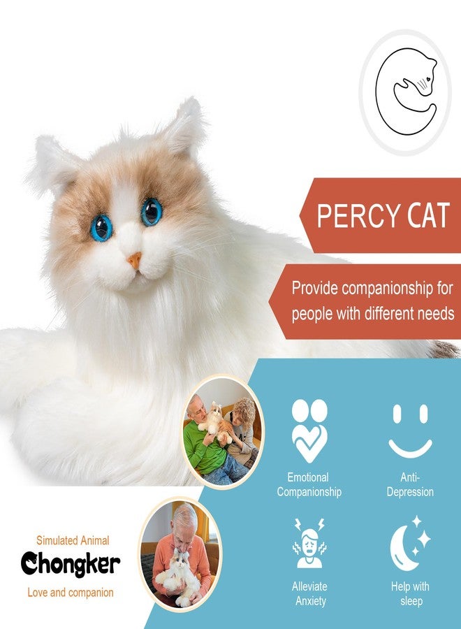 Chongker Interactive Companion Robot Cat Pets, Handmade Weighted Stuffed Animals, Cat Plush Toy with Voice Response, Realistic Heartbeat and Purring, Ragdoll Cat - Image 3