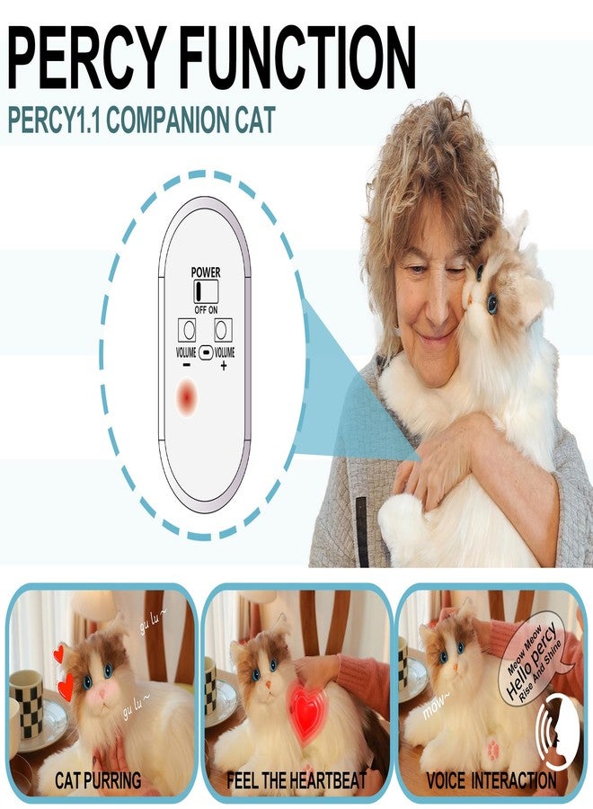 Chongker Interactive Companion Robot Cat Pets, Handmade Weighted Stuffed Animals, Cat Plush Toy with Voice Response, Realistic Heartbeat and Purring, Ragdoll Cat - Image 2