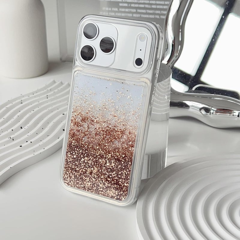 PANDACAMEL Rose Pink Glitter Phone Case, Compatible with iPhone Air, Cute Clear Floating Quicksand, Transparent, Anti-Scratch, Yellowing Resistant, Designed for Women Girls Teen - Image 5