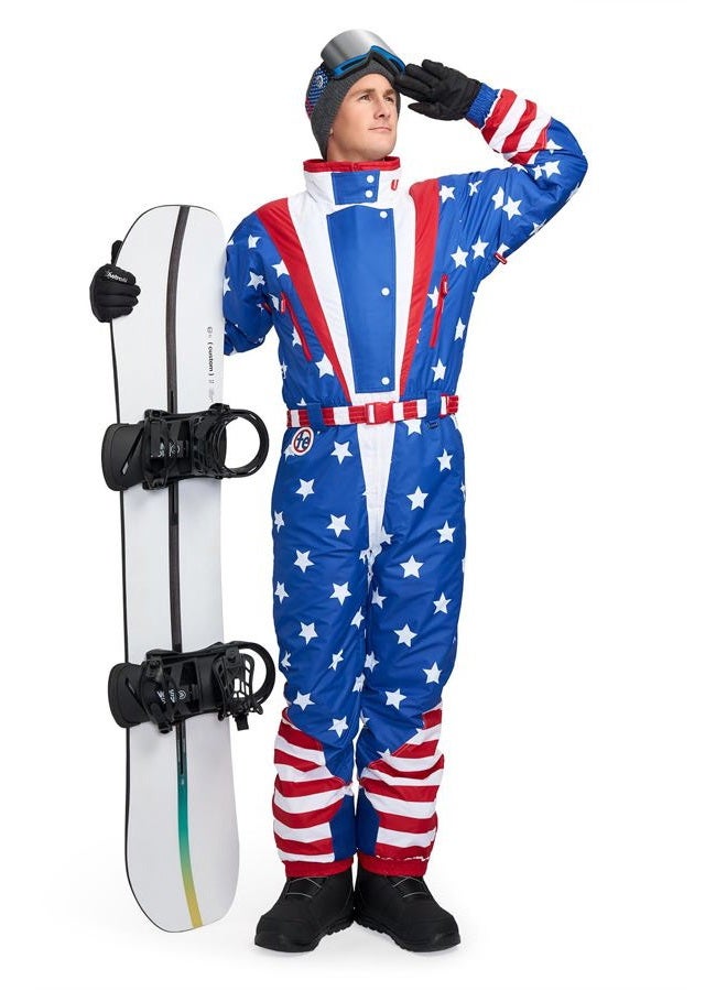 Americana Ski Suit - Stars and Stripes Retro Ski Suit: X-Large