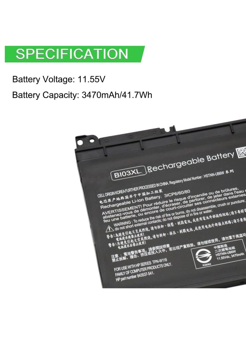 Generic Replacement Laptop Battery BI03XL 41.7Wh 11.55V for HP HSTNN-LB7P 844203-850 843537-421 BI03XL  - Image 2