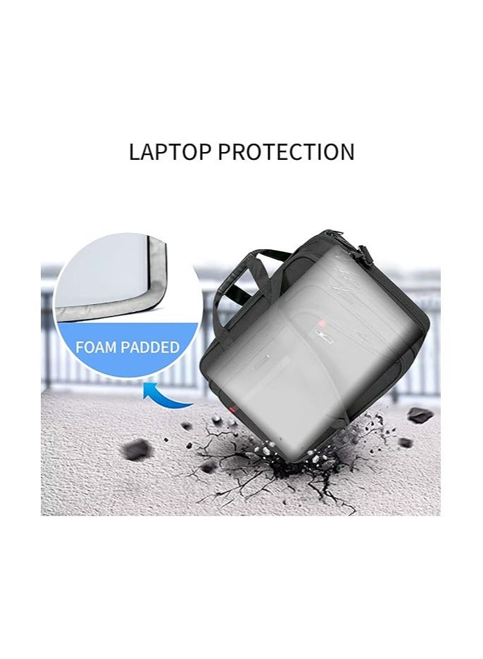 شنطة لابتوب للرجال والنساء، تناسب حتى 17.3 بوصة من فانيكان، كتف فاخرة قابلة للتوسيع ومقاومة للماء، للسفر والعمل - أسود شنطة لابتوب -شنطة لابتوب مقاومة للماء - Image 2