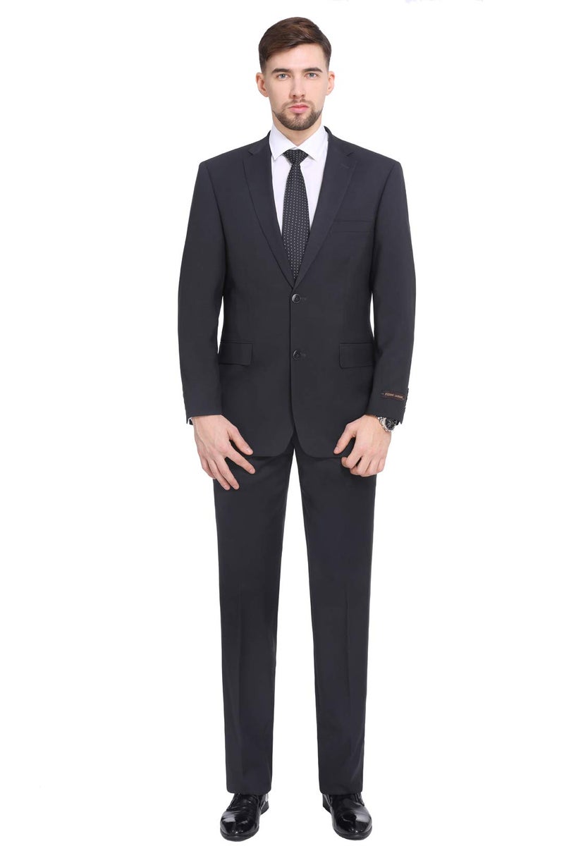 PL Mens 2 Piece Classic Fit Suit Premium 2 Button Blazer Pleated Pants Set for Wedding Business Charcoal