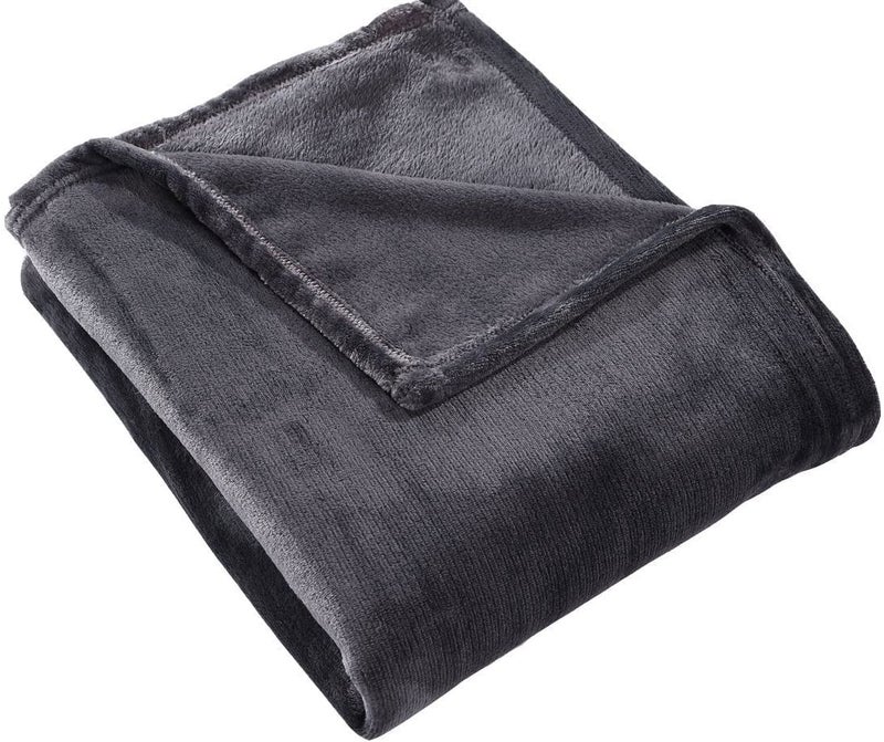 Hyseas Flannel Fleece رمي بطانية رمادية داكنة - بطانية صلبة من الألياف الدقيقة الناعمة الفائقة لأريكة كرسي سرير الأريكة - خفيفة الوزن غامض - 50 × 60 بوصة - Image 1