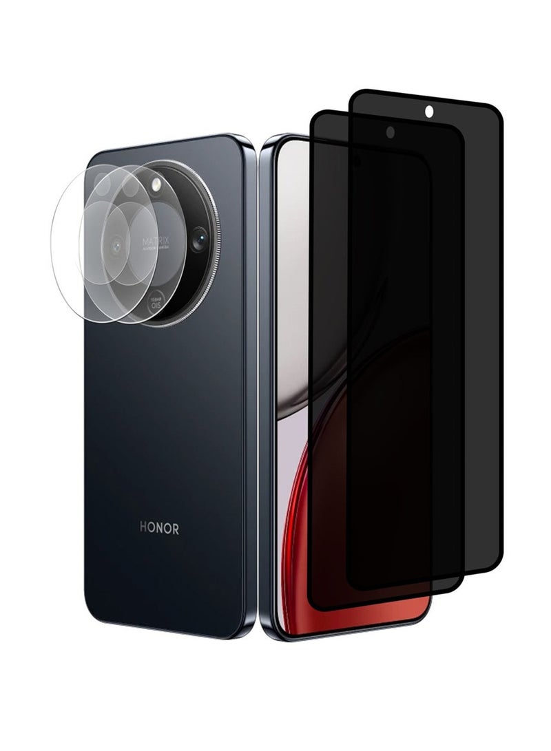 Adando [2+2] Privacy Screen Protector Compatible with Honor X9D 5G, 2 Pack Privacy Tempered Glass + 2 Pack Camera Lens Protector, Privacy protection, 9H Hardness Anti-Scratch Protective Film - Image 1