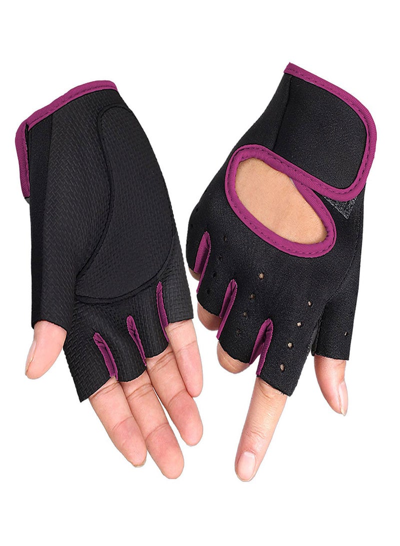 SYOSI Workout Gloves for Men and Women, Breathable Weight Lifting Gloves, Weight Lifting Gloves with Grip, Shorty Fingerless Gloves with Curved Open Back, for Weightlifting, Gym, Training, Cycling (L)  - Image 1