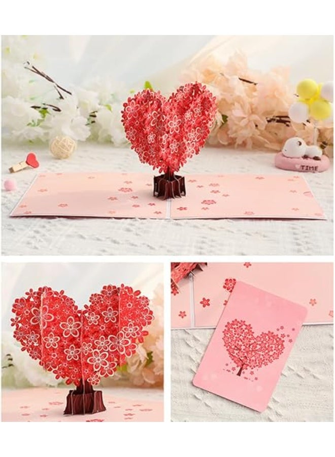 Generic Valentine's Day 3D Pop Up Love Card, Valentine Card Heart Tree Anniversary, Wedding Love Card for Girlfriend, Her, Wife, Husband, Parents, Engagement, With Message Note & Envelop  - Image 4