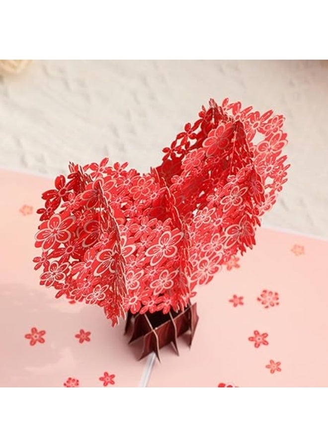 Generic Valentine's Day 3D Pop Up Love Card, Valentine Card Heart Tree Anniversary, Wedding Love Card for Girlfriend, Her, Wife, Husband, Parents, Engagement, With Message Note & Envelop  - Image 3