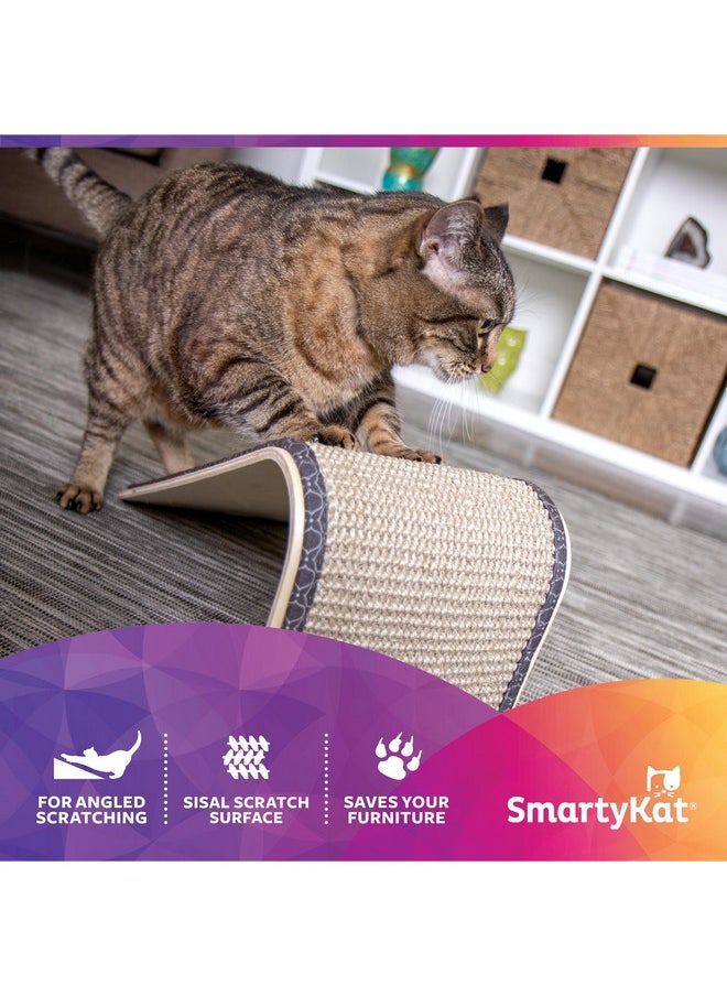 SmartyKat SmartyKat Sisal Angle Ramp Cat Scratcher for Indoor Cats & Kittens, Durable Sisal & Wood Scratching Pad, Includes Catnip, Gray/Taupe  - Image 2