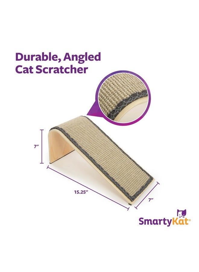 SmartyKat SmartyKat Sisal Angle Ramp Cat Scratcher for Indoor Cats & Kittens, Durable Sisal & Wood Scratching Pad, Includes Catnip, Gray/Taupe  - Image 3