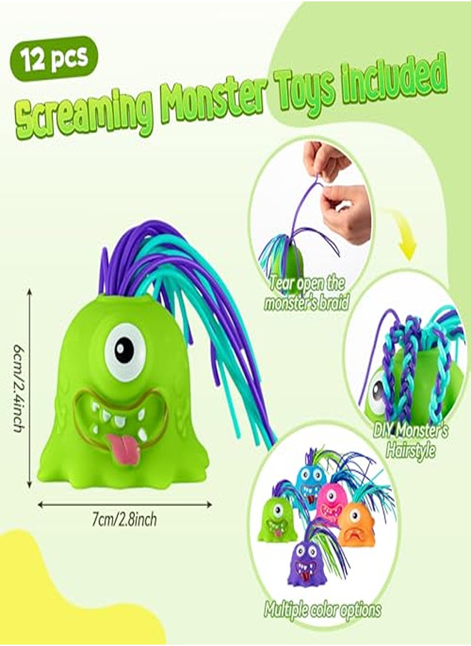 Generic 12 Pcs Stress Relief Screaming Monster Toys Anti Anxiety Toys Novelty Squeeze Funny Hair Pulling Fidget Toys for Sensory Party Favors  - Image 2