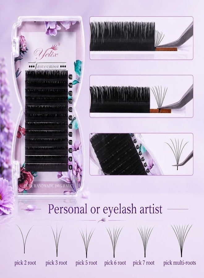 YELIX Easy Fan Lash Extensions B/C/CC/D Curl 0.05/0.07mm Thickness 8-15mm Mixed Length, Soft Lightweight Auto Blooming Self Fanning Volume Individual Lashes for Salon Lash Artists (0.05, D-Mix 8-15mm) - Image 4