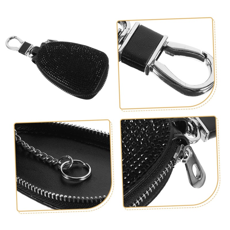 Sparkly Rhinestone Key Case Portable Zipper Pouch For Car Keys Eye Catching Design - Image 3