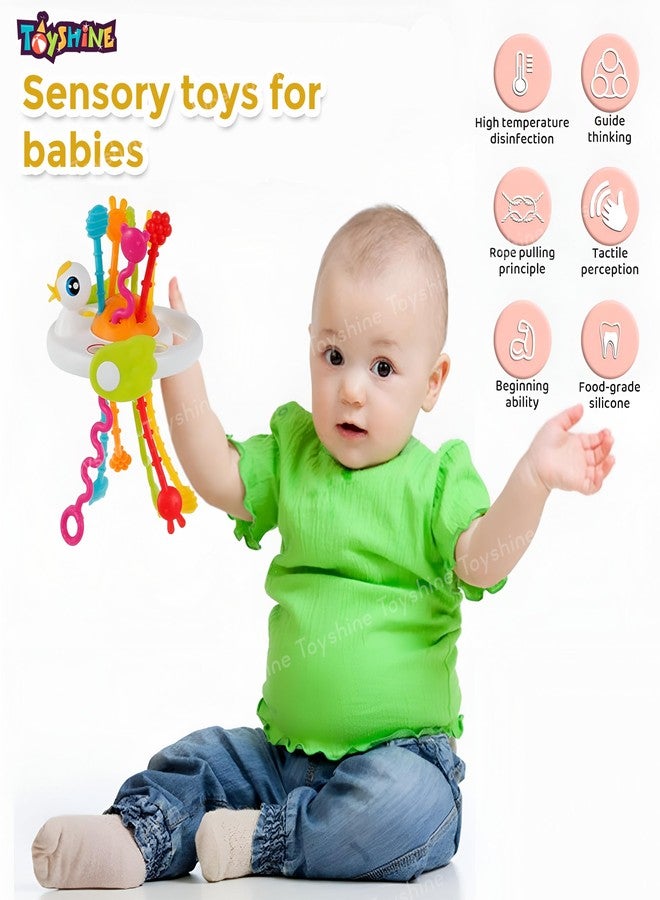 توي شاين لعبة توي شاين اللطيفة على شكل بطة، لعبة مونتيسوري لتنمية مهارات التسنين لدى الأطفال، مصنوعة من السيليكون الآمن غذائيًا، سهلة الحمل والتنقل، مثالية للأطفال من عمر 6 أشهر فما فوق. - Image 3