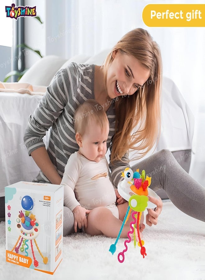 توي شاين لعبة توي شاين اللطيفة على شكل بطة، لعبة مونتيسوري لتنمية مهارات التسنين لدى الأطفال، مصنوعة من السيليكون الآمن غذائيًا، سهلة الحمل والتنقل، مثالية للأطفال من عمر 6 أشهر فما فوق. - Image 4