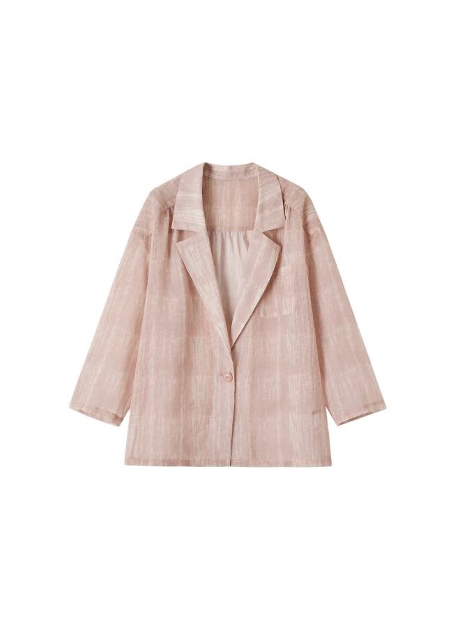 Mt [rouwu Yunying] Spring Lightweight Printed One-on Three-quarter Sleeve Blazer, Loose-fitting Concealing Women's Suit Jacket - Image 5