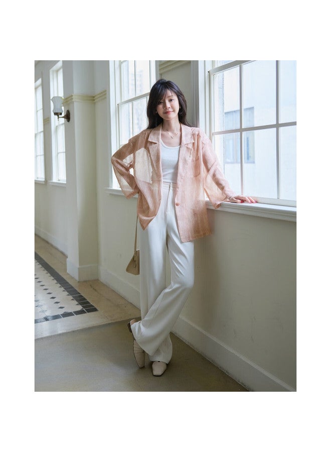 Mt [rouwu Yunying] Spring Lightweight Printed One-on Three-quarter Sleeve Blazer, Loose-fitting Concealing Women's Suit Jacket - Image 1
