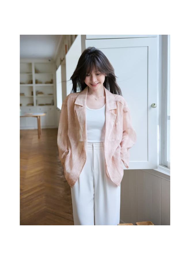 Mt [rouwu Yunying] Spring Lightweight Printed One-on Three-quarter Sleeve Blazer, Loose-fitting Concealing Women's Suit Jacket - Image 3