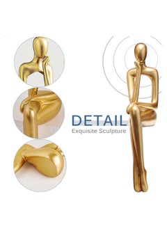 DUKASOU 3 Pcs Gold Decor Thinker Statue, Resin Abstract Man Cutout Art Action Statue Coffee Table Decor for Home Living Room Study Office Bookshelf Ornament  - Image 3