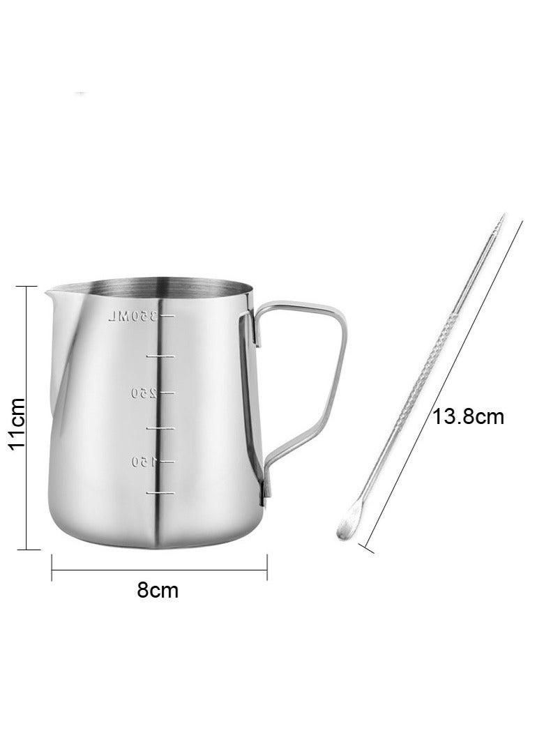 Forest Home Milk Frothing Pitcher 350ml Stainless Steel with Scale Lines and Latte Art Pen for Coffee Making Home and Cafe Use - Image 4