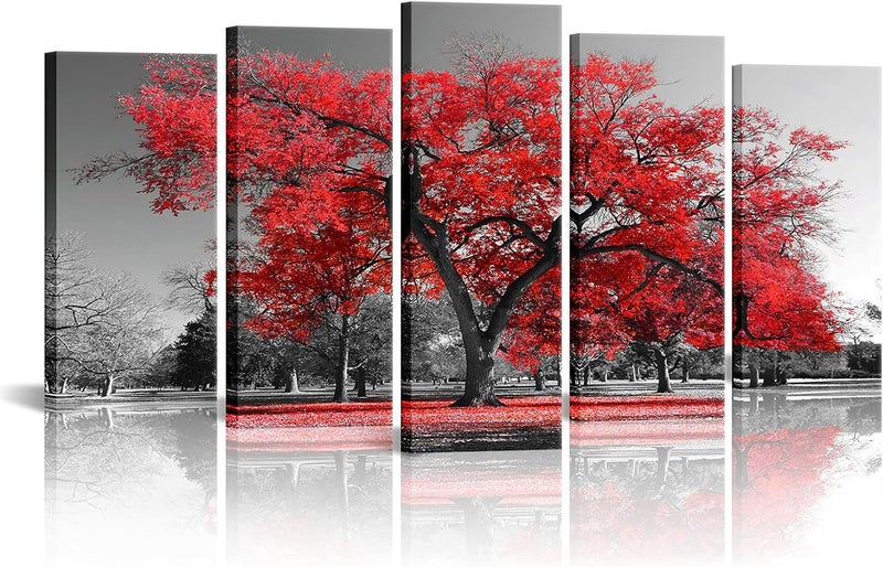 Kalormore 5-Piece Autumn Tree Canvas Wall Art - Image 1