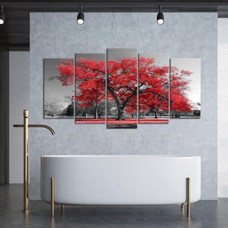 Kalormore 5-Piece Autumn Tree Canvas Wall Art - Image 2