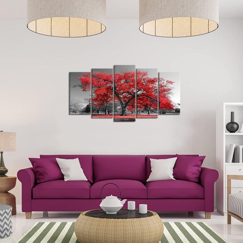 Kalormore 5-Piece Autumn Tree Canvas Wall Art - Image 3