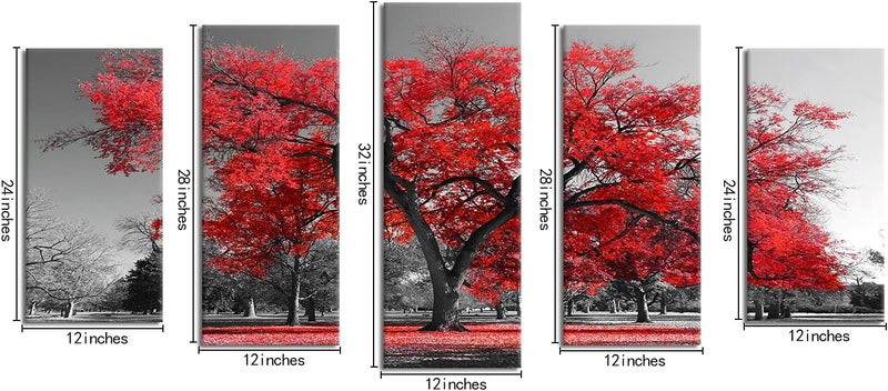 Kalormore 5-Piece Autumn Tree Canvas Wall Art - Image 5
