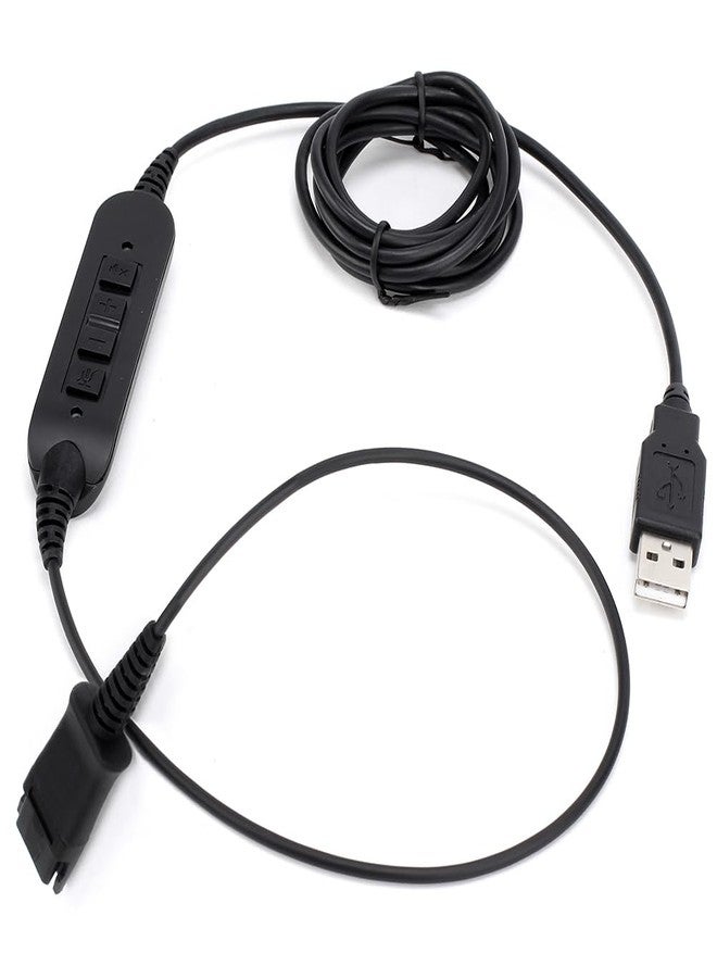 VT QD to USB Adapter Cable Compatible with Any Plantronic-Poly QD Headset with a Quick Disconnect with Volume Control and Mute Microphone/Speaker (PLT-QD-USB(02)) - Image 1