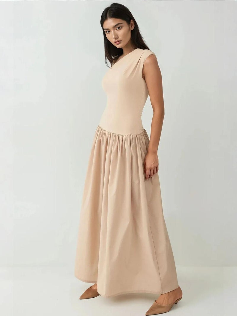 HICCUP Asymmetrical Collar Fitted Maxi Dress - Image 3