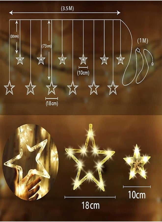 Tiokkss 12 Stars 138 LED Star Lights, Curtain String Lights for Bedroom with 8 Lighting Modes,Waterproof Window Lights Diwali Ramadan Decorations, Wedding Decorations Lights - Warm White  - Image 4