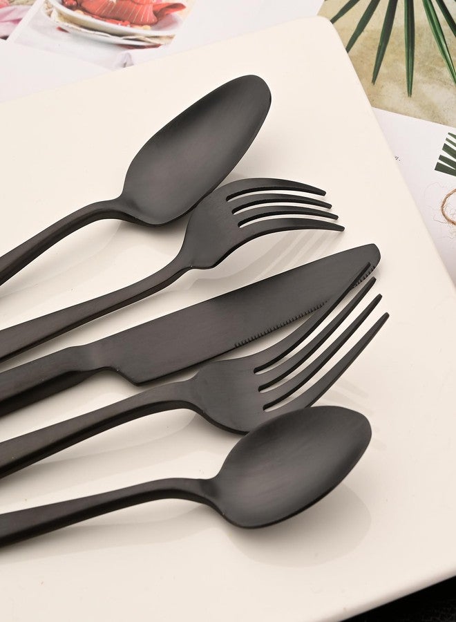 Snplowum 8-Piece Black Salad Fork Set, 18/10 Stainless Steel Matte Polish Thickened handle Dessert Forks For Baking Cake (7.28-inch) - Image 5