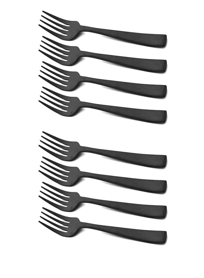 Snplowum 8-Piece Black Salad Fork Set, 18/10 Stainless Steel Matte Polish Thickened handle Dessert Forks For Baking Cake (7.28-inch) - Image 1