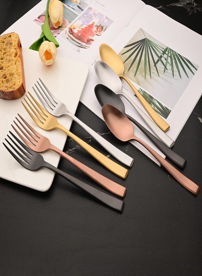 Snplowum 8-Piece Black Salad Fork Set, 18/10 Stainless Steel Matte Polish Thickened handle Dessert Forks For Baking Cake (7.28-inch) - Image 4