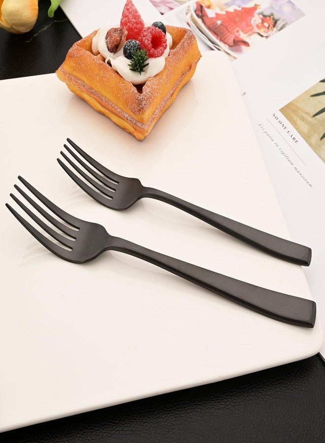 Snplowum 8-Piece Black Salad Fork Set, 18/10 Stainless Steel Matte Polish Thickened handle Dessert Forks For Baking Cake (7.28-inch) - Image 3