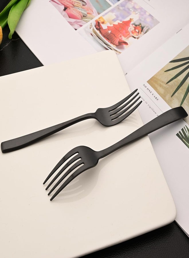 Snplowum 8-Piece Black Salad Fork Set, 18/10 Stainless Steel Matte Polish Thickened handle Dessert Forks For Baking Cake (7.28-inch) - Image 2