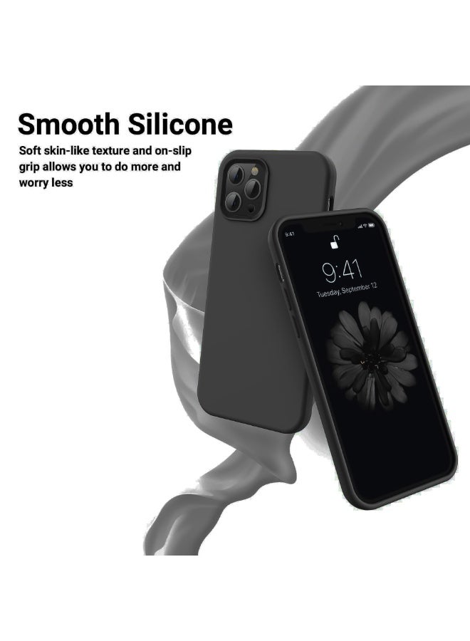 جراب متوافق مع iPhone 13 Pro Max مقاس 6.7 بوصة، جراب هاتف نحيف من السيليكون السائل مكون من 4 طبقات من المطاط الهلامي الناعم المقاوم للصدمات مع بطانة من الألياف الدقيقة المضادة للخدش (رمادي منتصف الليل) - Image 5